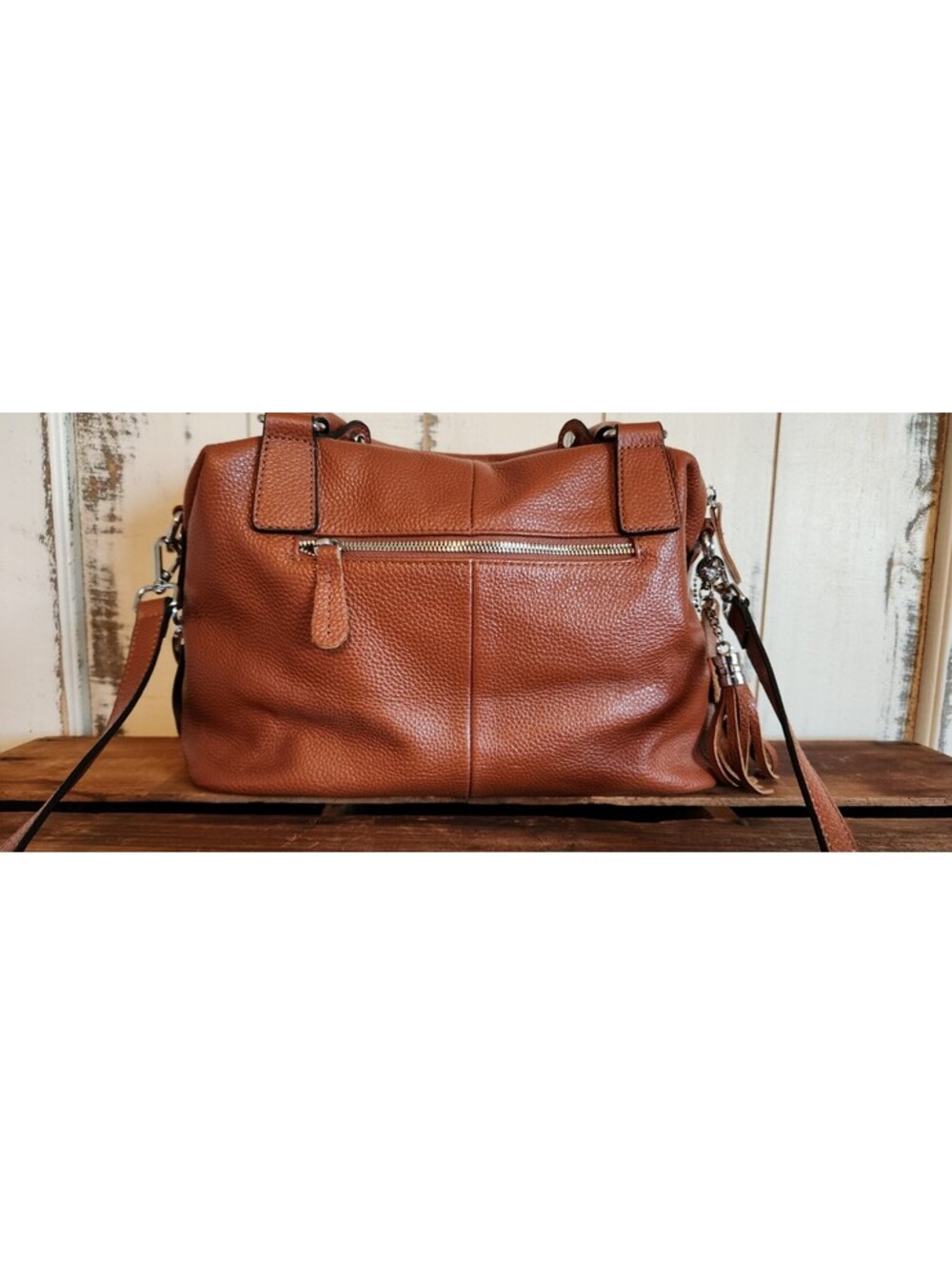 NWOT Heshe Women's Satchel Sorrel Color Leather Shoulder Bag/Handbag